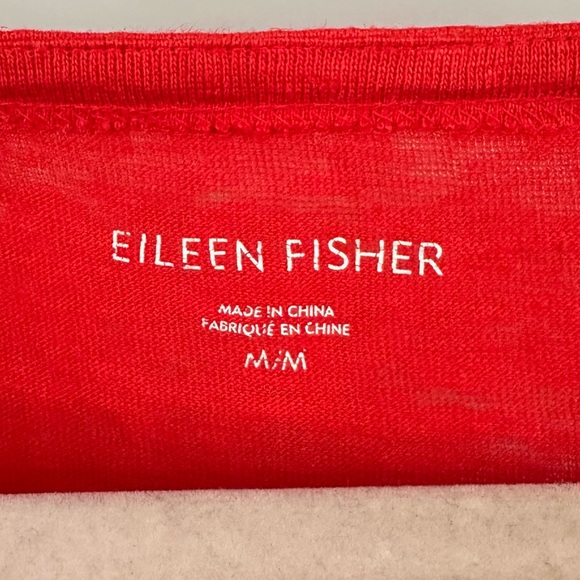 Eileen Fisher Red 100% Organic Linen Short Sleeve Shirt Size Medium - Picture 5 of 5
